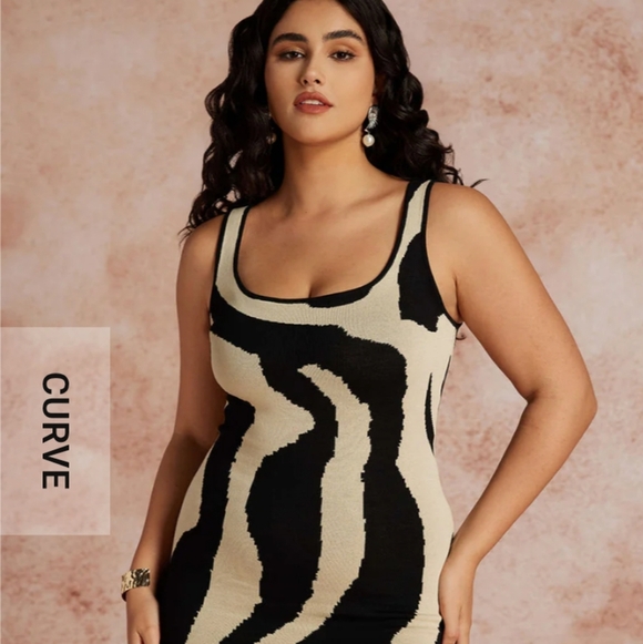 Micas Curve Zebra Print Sleeveless Knit Mini Dress - Picture 2 of 10